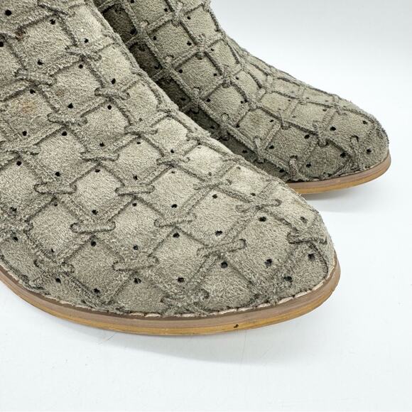MI.IM Lavin Woven Suede D'Orsay Dip Ankle Bootie In Olive Green Size 7.5 Boho - Picture 4 of 12
